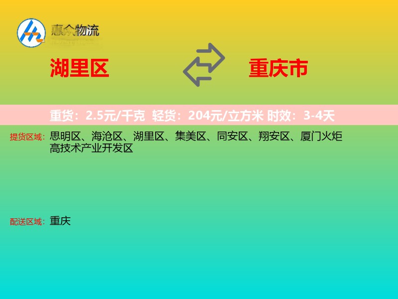 湖里区到重庆市物流专线