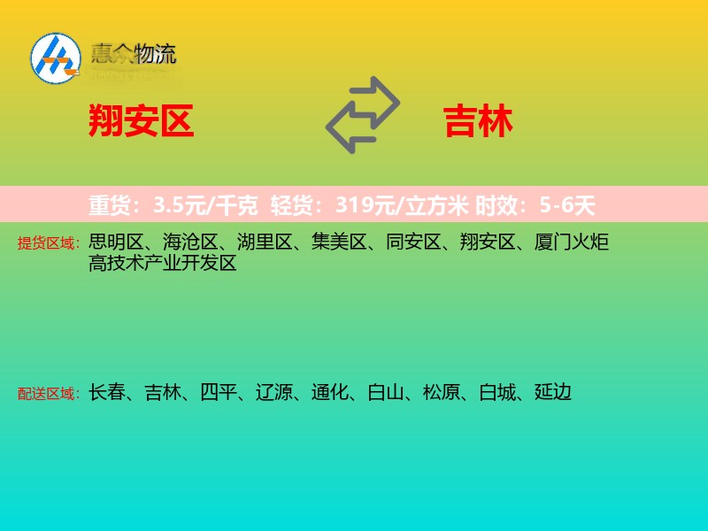 翔安区到吉林轿车托运
