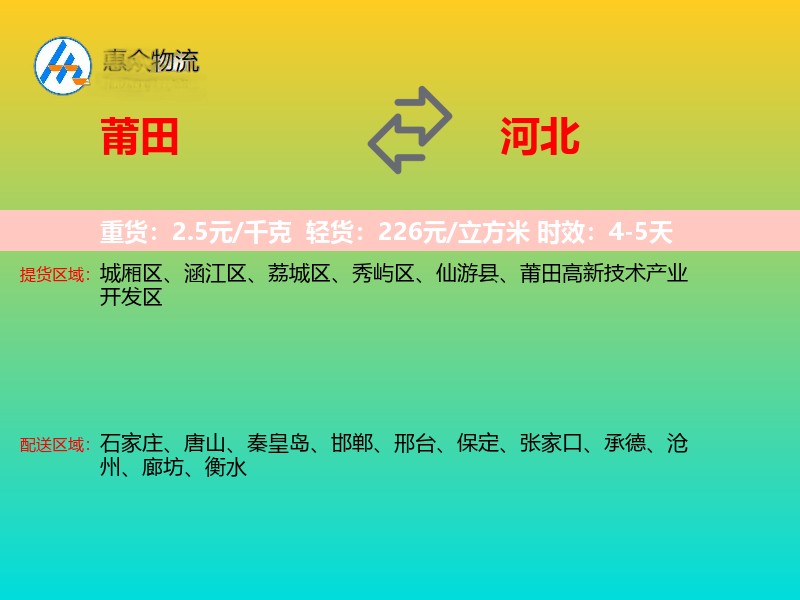 莆田到河北长途搬家