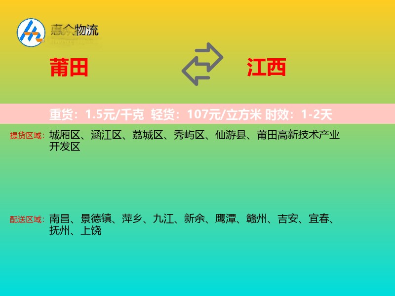 莆田到江西长途搬家