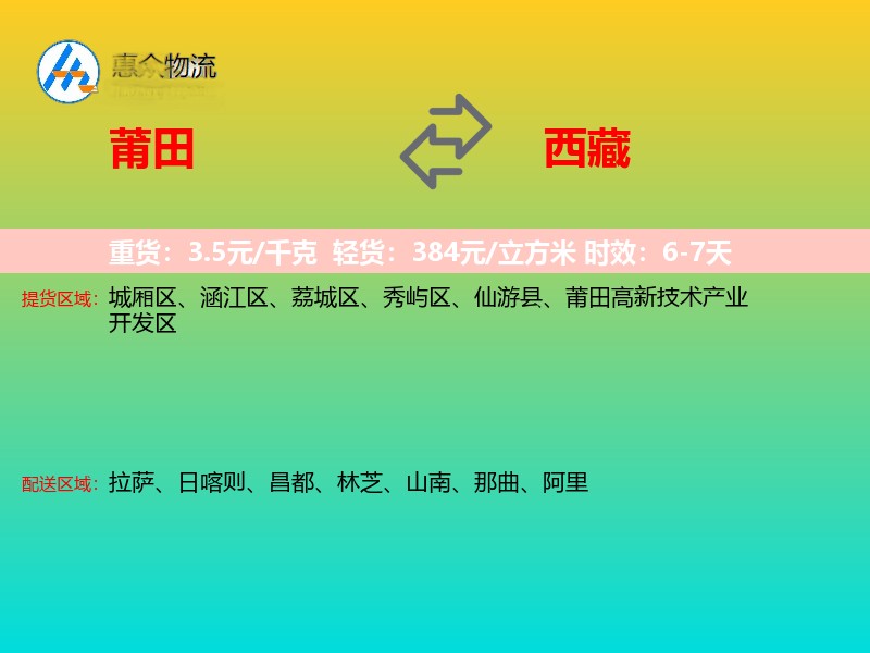 莆田到西藏长途搬家