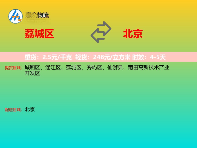 荔城区到北京长途搬家