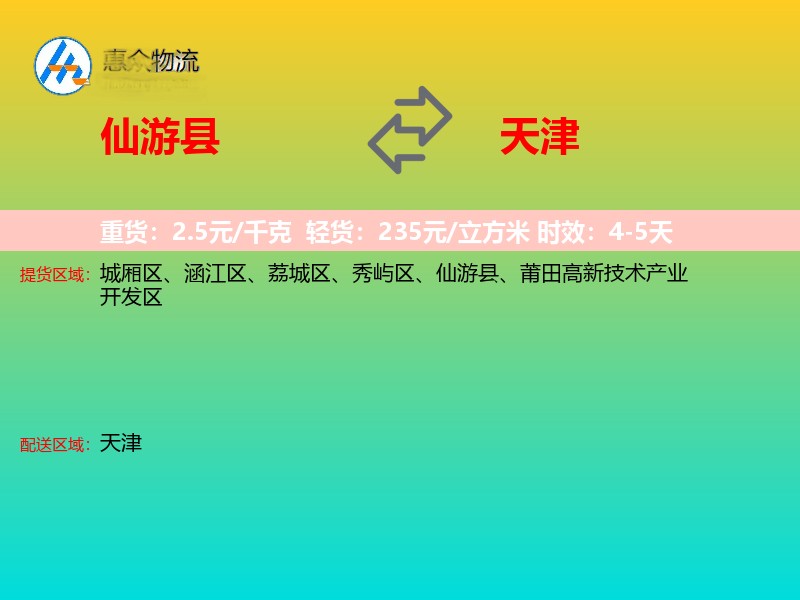 仙游县到天津长途搬家