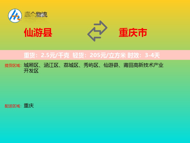 仙游县到重庆市长途搬家