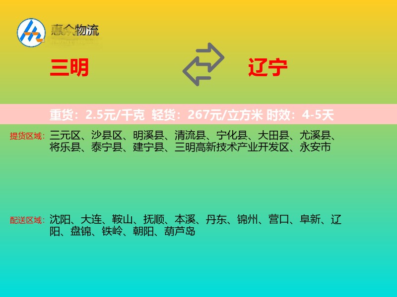 三明到辽宁长途搬家