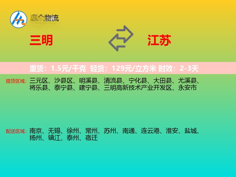 三明到江苏长途搬家