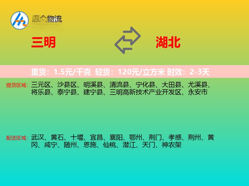 三明到湖北长途搬家