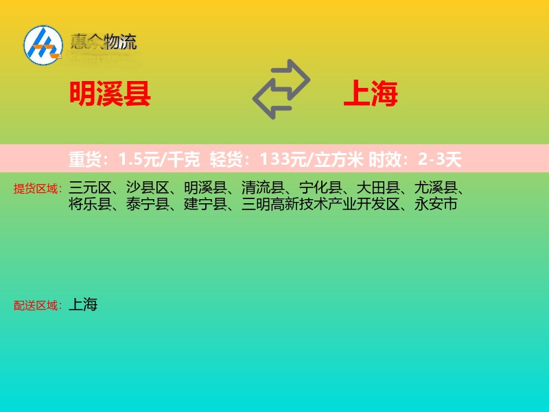 明溪县到上海长途搬家