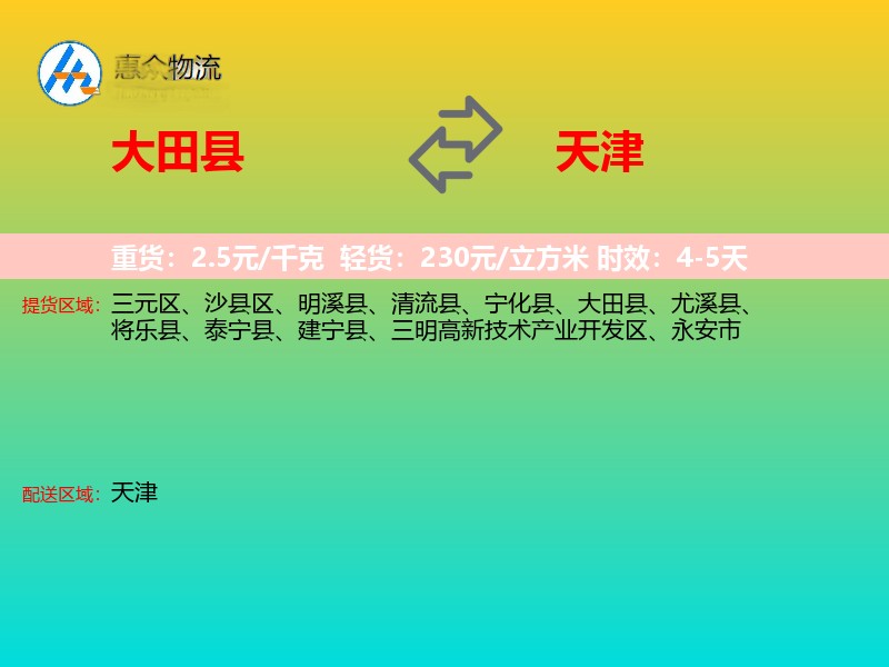 大田县到天津长途搬家