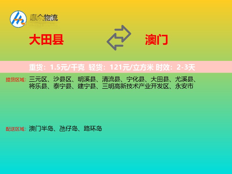大田县到澳门长途搬家