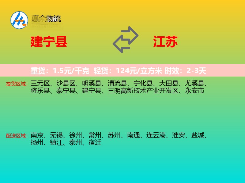 建宁县到江苏长途搬家