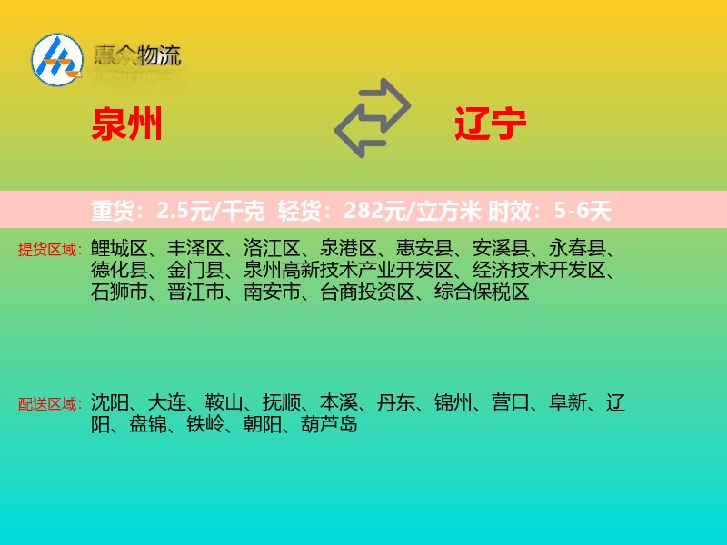 泉州到辽宁长途搬家