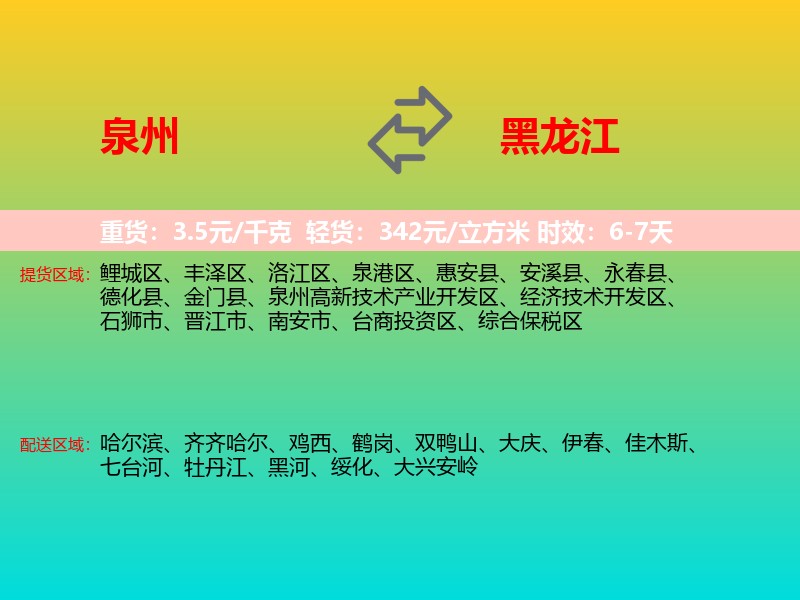 泉州到黑龙江长途搬家
