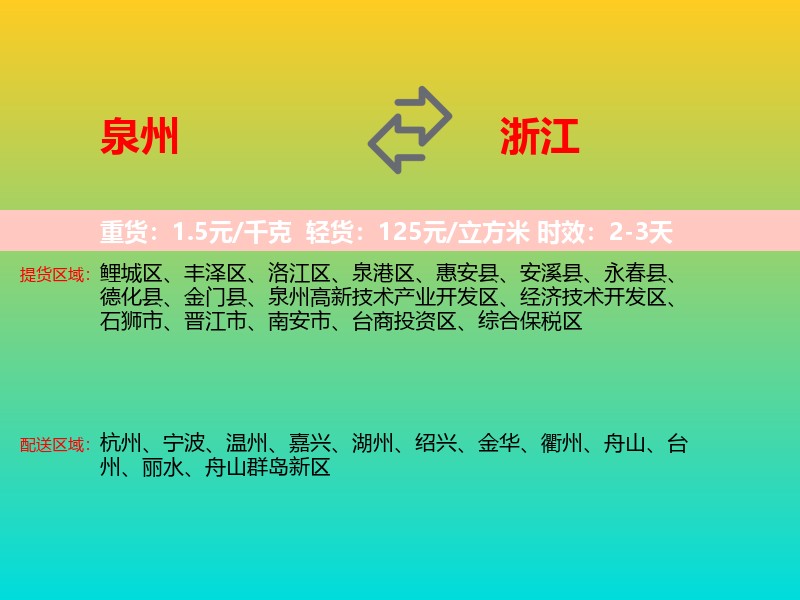 泉州到浙江长途搬家