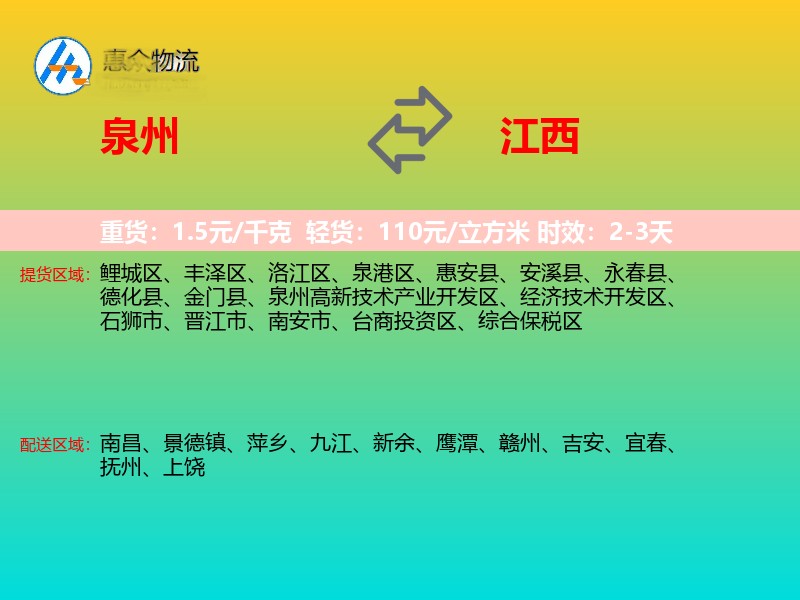 泉州到江西长途搬家