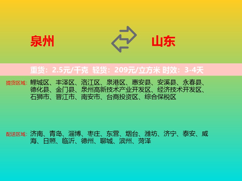 泉州到山东长途搬家