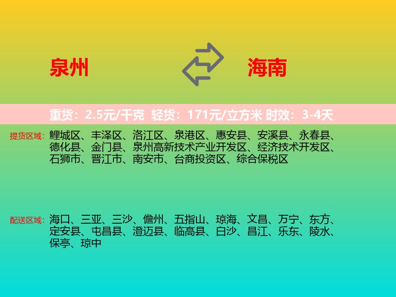 泉州到海南长途搬家