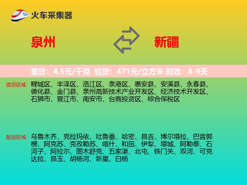 泉州到新疆物流专线