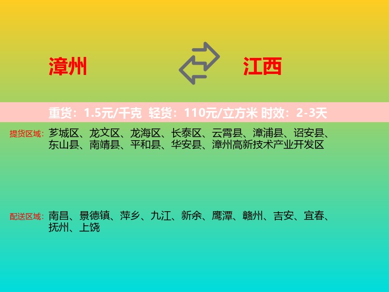 漳州到江西长途搬家