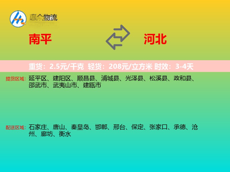 南平到河北长途搬家