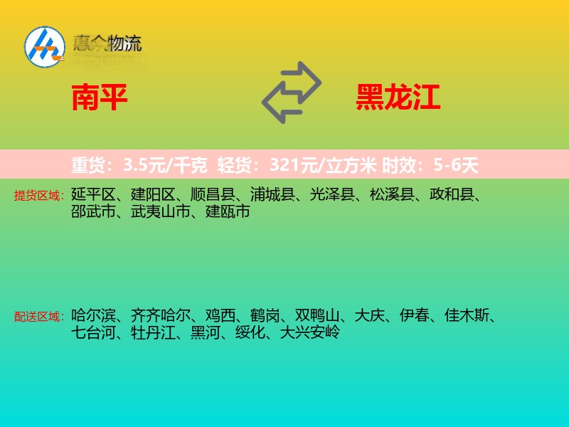 南平到黑龙江轿车托运
