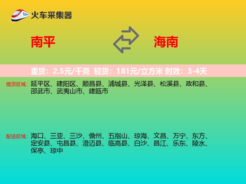 南平到海南物流专线