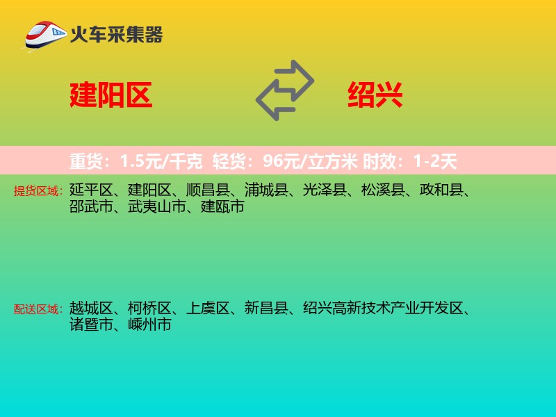 建阳区到绍兴物流专线