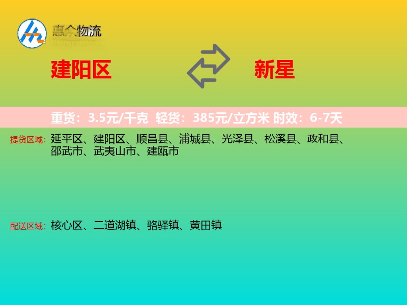 建阳区到新星物流专线