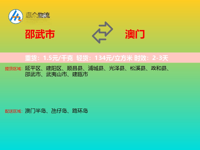 邵武市到澳门长途搬家