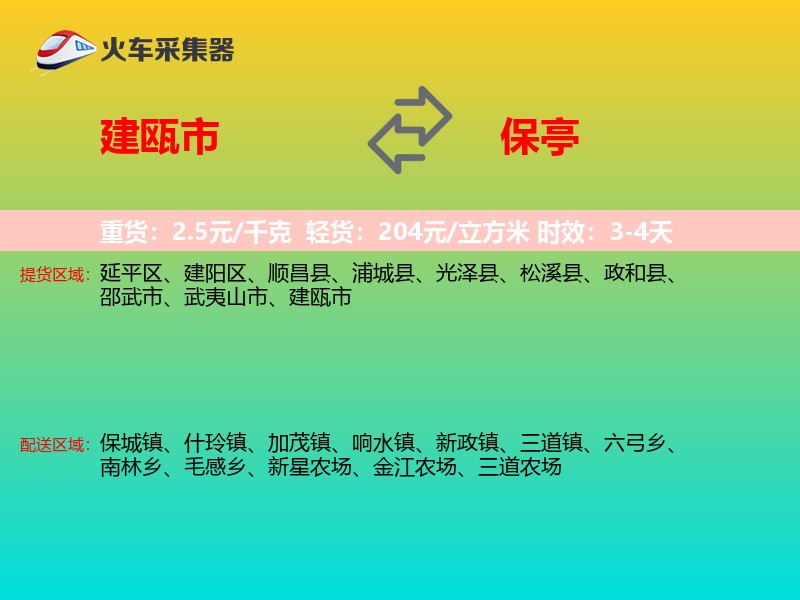 建瓯市到保亭物流专线