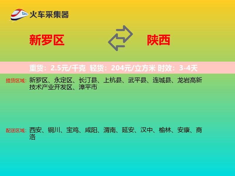 新罗区到陕西物流专线