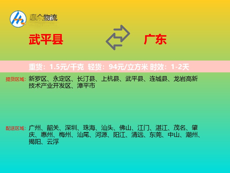 武平县到广东长途搬家