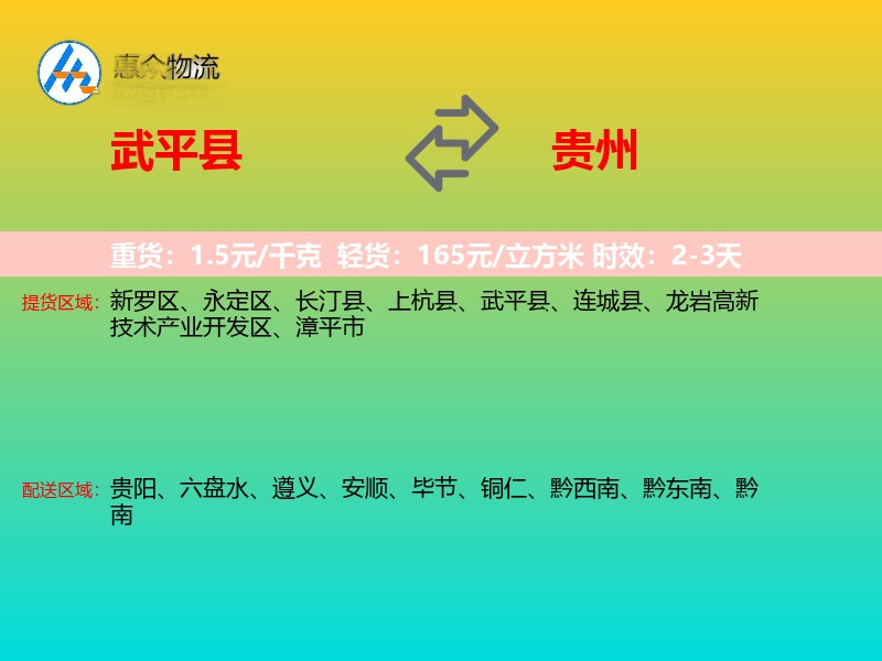 武平县到贵州长途搬家
