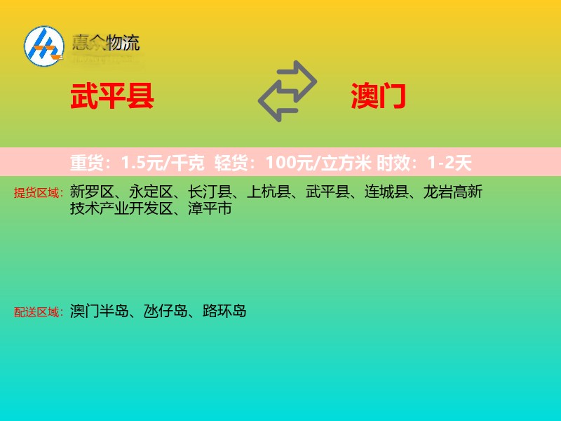 武平县到澳门长途搬家