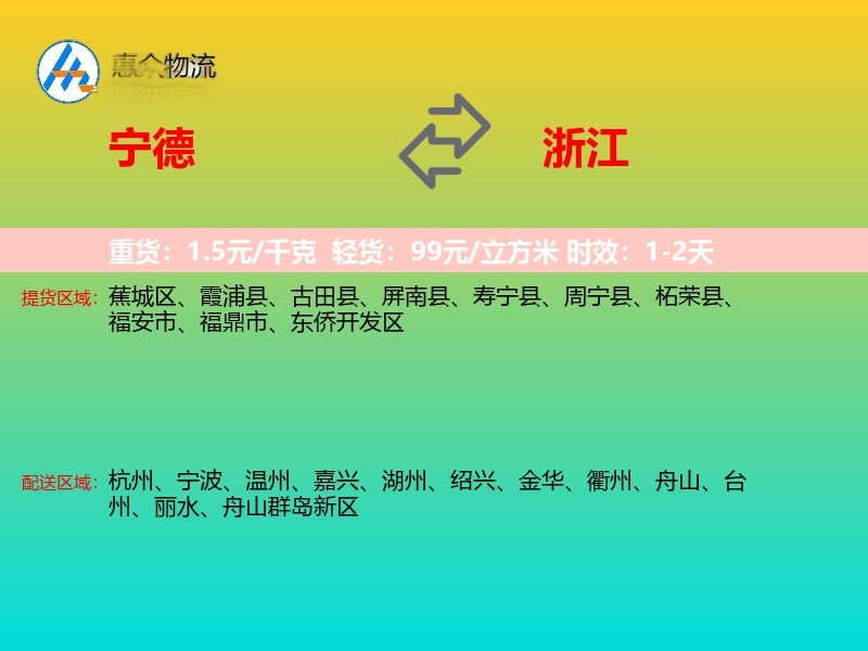 宁德到浙江物流专线