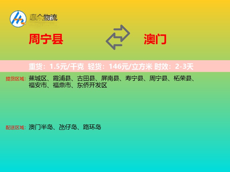 周宁县到澳门轿车托运