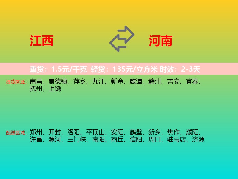 江西到河南长途搬家