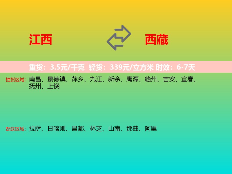 江西到西藏长途搬家