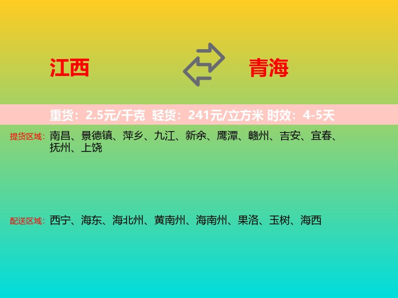 江西到青海长途搬家