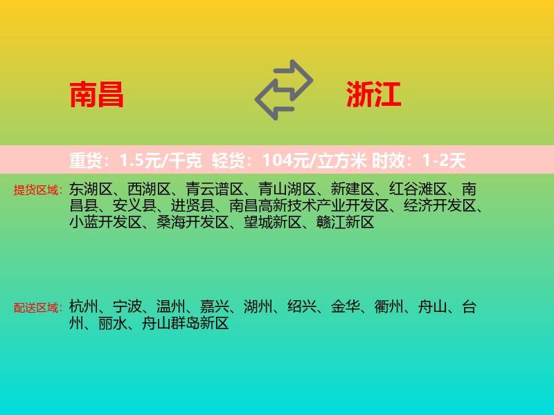 南昌到浙江长途搬家