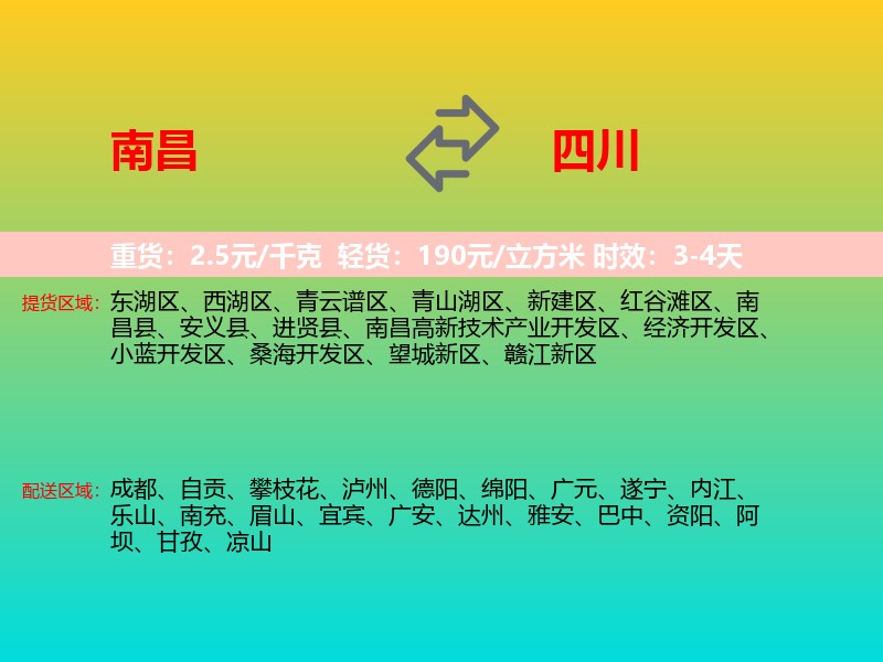 南昌到四川长途搬家