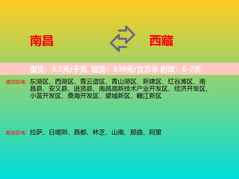 南昌到西藏长途搬家