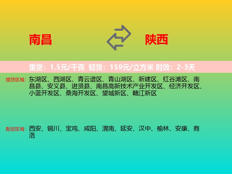 南昌到陕西长途搬家