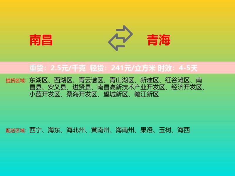 南昌到青海长途搬家
