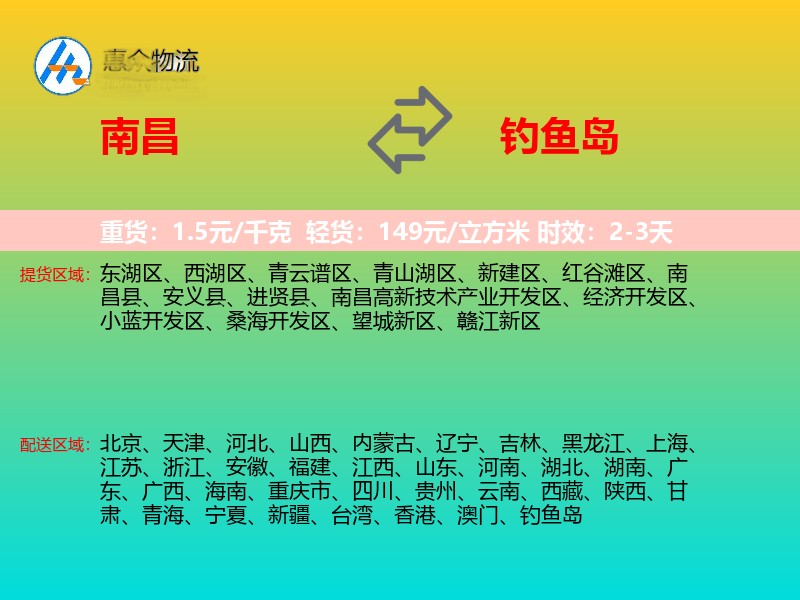 南昌到钓鱼岛轿车托运