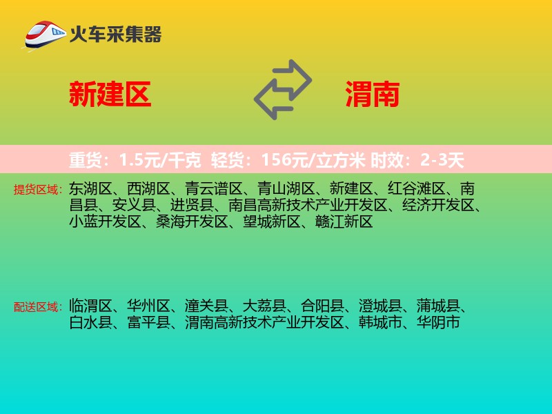 新建区到渭南物流专线