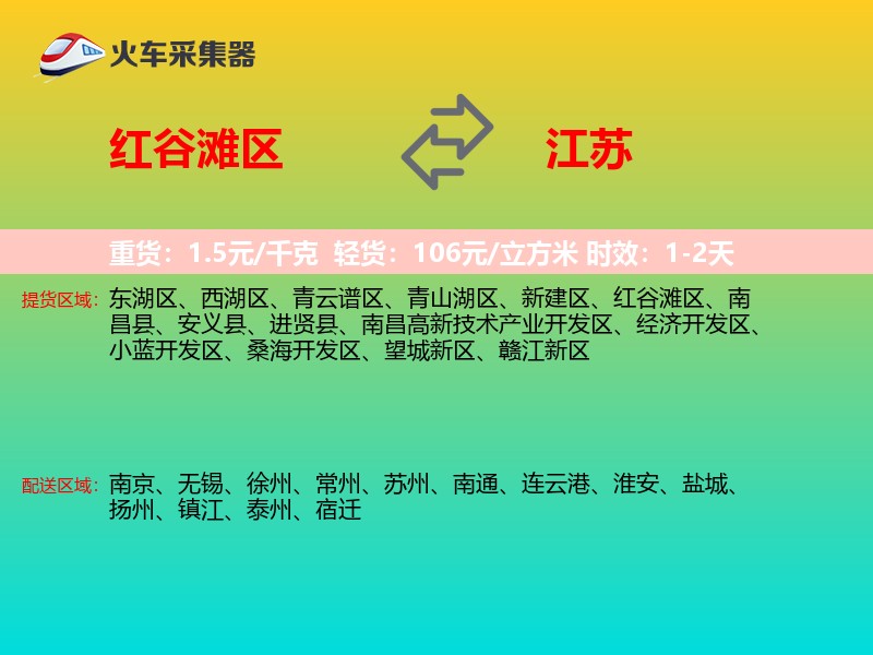 红谷滩区到江苏物流专线
