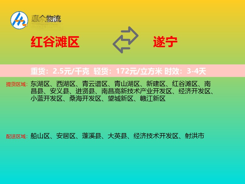 红谷滩区到遂宁物流专线
