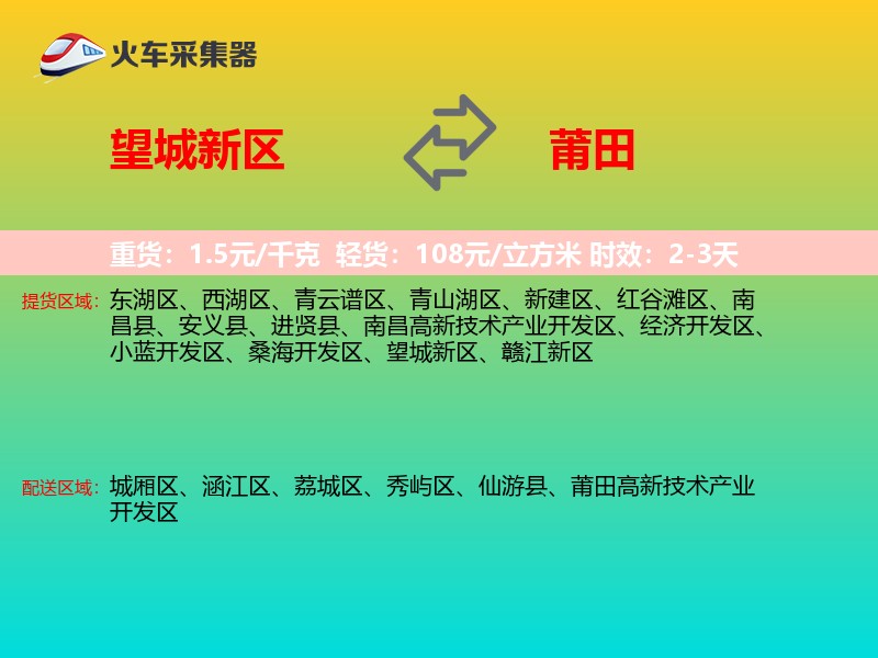望城新区到莆田物流专线