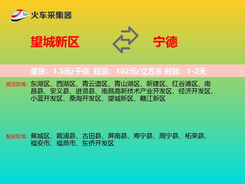望城新区到宁德物流专线